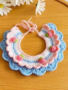PETSIN 1PC Spring Strawberry Knitted Pet Scarf Princess Style Saliva Bib For Cats Dogs - Multicolor - View 12