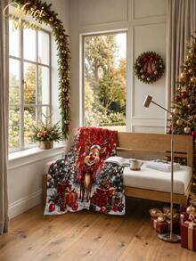 Muroi Mono 1pc Christmas Pattern Blanket, Made Of Flannel Material, Is Soft And Comfortable. It Is Suitable For Beds, Living Rooms And Sofas. It Is Suitable For All Seasons And Is An Excellent Choice For Daily Decorations, Home Decorations And Christmas Gifts. - Christmas - View 4