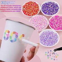 32,000pcs/40 Colors/3mm Flat Bottom Rhinestone Set, Multi-Color Handmade Gems Set With Pickup Pen And Tweezers. Suitable For DIY, Clothing, Shoes Sparkling Jewelry Colorful Mixed Color Palette., Gift Ideas - Multicolor - View 7