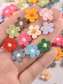 50pcs 1.5cm Multi-Color 5-Petal Flower Trim (Without Adhesive Backing), DIY Craft Material For Clothing, Hat Decor, Assorted Colors - multicolor - View 5