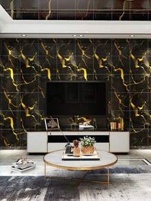 22 Pcs 3D Imitation Marble Ceramic Tile Wall Stickers Thick Self Adhesive PVC Panels Easy Install Strong Backing Irregular Vein Pattern Must Have Home Decor Accessory - multicolor - View 2