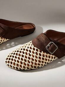 Solecia Ladies Metal Decoration Fashion Daily Travel Casual Half Slippers - Oatmeal Apricot - View 10