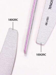 25pcs Crescent-Shaped Professional Nail Files, With 80/80 Grit, 100/180 Grit Nail File Strips - Grey - View 8