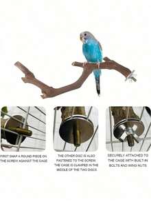 Bird Supplies Bird Cage Accessories Toys 5pcs Parrot Perch Set 3 Grapevine Perches 2 Stands Claw-Shaped Frosted Parrot Chewing Training Branch Suitable For Parrots, Medium And Small Birds Holiday Gift - Multicolor - View 11