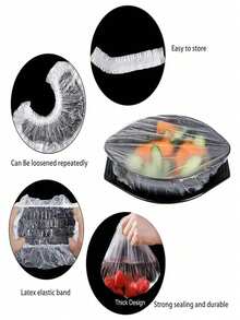 200/500Pcs Plastic Food Wrap Sheets, Elastic Self‑Sealing Design For Leftover Food, Fit For Tableware & Food Containers, Household Kitchen Storage Bags, Kitchen Supplies, Mother's Day Gift - Multicolor - View 6