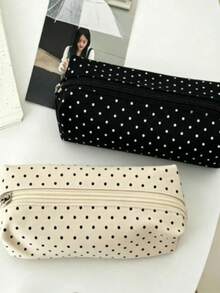 Campus Polka Dot Pencil Case, Large Capacity Stationery Storage Bag, Multifunctional Pen Box For Office Supplies & Travel Makeup, Essential For Students & Adults Daily Use - multicolor - View 12