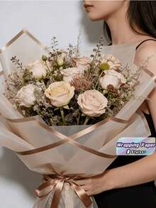 20 Packs Of Fresh Flower Wrapping Paper -22.4 X 22.4 Inches, Bare Ribbon Gold Edging, Waterproof …Bouquet Wrapping Paper, Floral Supplies Wrapping Paper, Suitable For DIY Wedding And Birthday Gift - multicolor - View 1