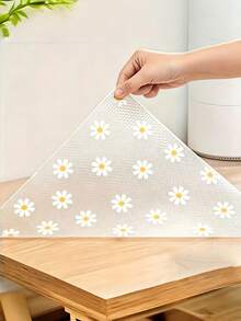 1 Roll Daisy Design Waterproof Cabinet Shelf Liner Easy Clean Oil Proof Anti Slip Durable Plastic Mat Cuttable For Kitchen Fridge Table Drawer Organizer Floral Pattern Home Storage - Multicolor - View 6
