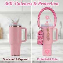 1Pc Double‑Layer Portable Handle Strap, Color‑Block Water Bottle Lanyard Accessory, Bottle Decor Ornament Fit For 20‑40oz Tumbler, For Gym, Camping And Outdoor Activities Use - Multicolor - View 5