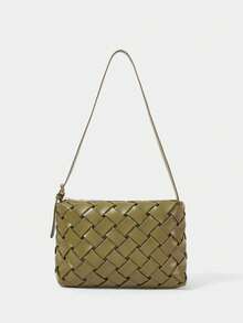 SHECARRY Women's Fashion Olive Green Handbag, Exquisite Pleated Craftsmanship, Soft And Lightweight, Versatile, For Daily, Commuting, Dating, Shopping - Olive Green - View 3
