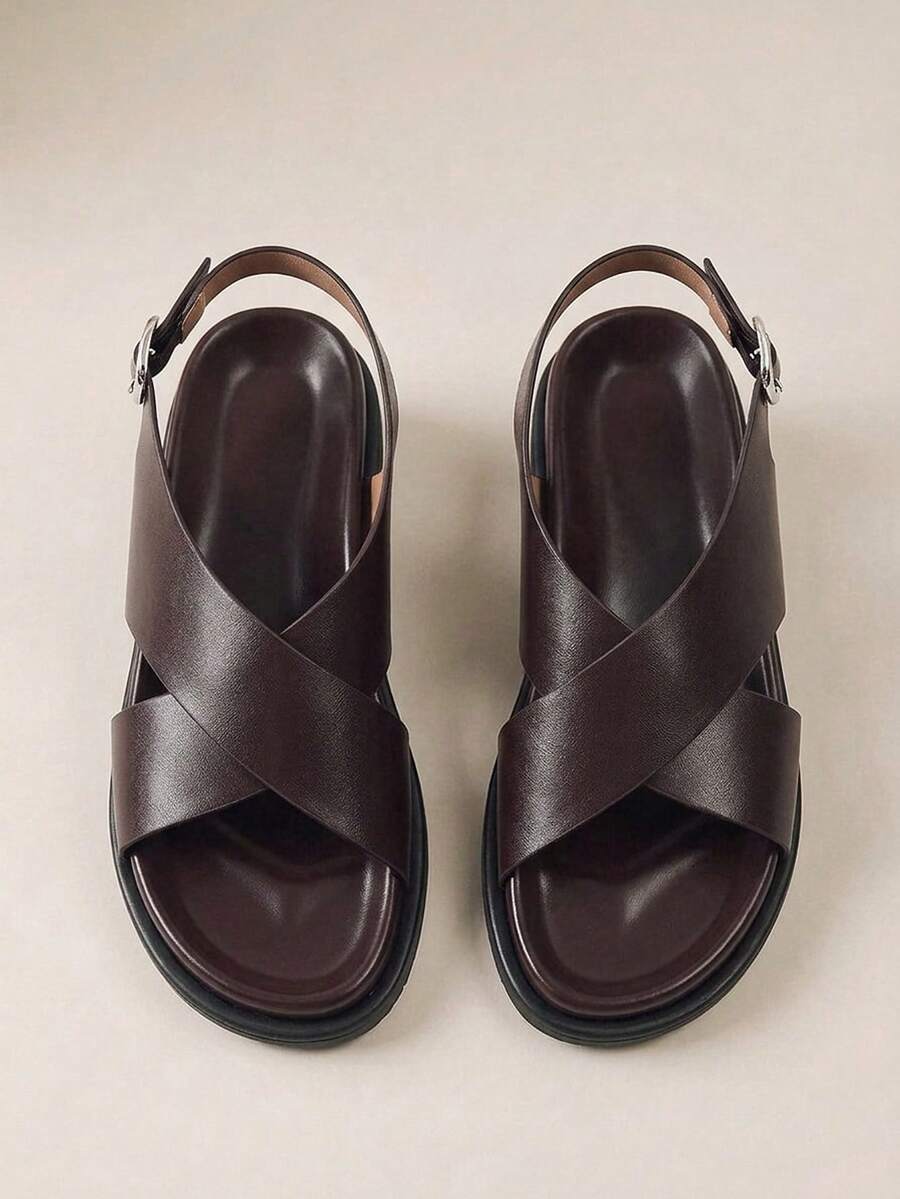 HighSole Women's Fashionable Brown Comfortable Flat Beach Sandals Summer Shoes - Mocha Brown - View 1