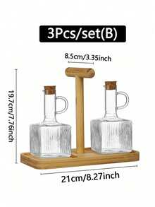 1/3pcs 350ml Glass Oil Bottle Jar With Lid And Handle, Transparent Cooking Olive Oil Container, Kitchen Seasoning Rack - View 10