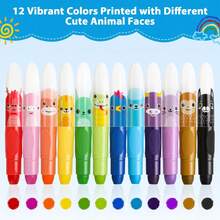 12/24pcs Cute Jumbo Wax Crayons, 12 Colors Rotary Wax Crayons, Washable Wax Crayons, Smooth Large Wax Crayons, Suitable For Coloring And Painting - multicolor - View 5