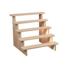 Soporte de escalera de madera maciza para escritorio, organizador de figuras, estante para mini plantas suculentas - Color del registro - Ver 2