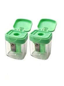 1pc Macaron Color Pencil Sharpener, Transparent Double Hole Pencil Sharpener, Pencil Sharpener With Lid,Suitable For School, Must-Have For Back To School Season, Student Gifts - multicolor - View 20