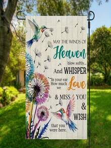 1PC Angel Wind Garden Flag, Double-Sided Memorial Floral Hummingbird Design, Vibrant Durable Polyester For Outdoor Home, Yard, Patio, Celebration, No Pole Included - multicolor - View 3