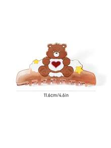 SHEIN X Care Bears 時尚可愛卡通髮夾，適合女孩與女士，居家、沐浴、美容護理、髮型造型完美適用 - 棕色 - 查看 4