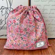 [Charming Floral Bag] Vibrant Floral Pattern 1pc Drawstring Bag - Charming Fabric Gift & Storage Pouch With Motif, Perfect For Jewelry, Cosmetics, Travel Essentials & Home Organization - Multicolor - View 8