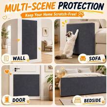 1pc Multi-Color Self-Adhesive Cat Scratch Pad, Residue-Free Removable Anti-Scratch Surface Polyester Felt Cat-Friendly Design, Suitable For Walls And Furniture Indoor, Modern Style Indoor Cat Scratching Board Furniture Protection - 100 X 30 cm - View 5