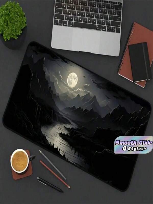 1pc Large Moonlight Cool Tone Mouse Pad, Non-Slip Gaming Office Desk Mat, Suitable For Laptop, Gaming Mouse Pad, Mini Computer Desktop Accessory, Office Desk Accessory, Office Supplies, Office Desk Accessory, Desktop Mouse Pad