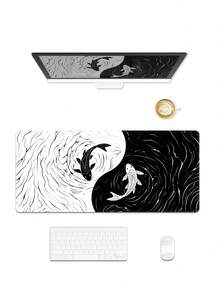1pc Yin Yang Koi Large Gaming Mouse Pad Non Slip Rubber Bottom Edge Extended Desk Mat For Office Home Computer Laptop Smooth Surface Durable Wear Resistant Waterproof Easy Clean Portable Practical Gift For Gamers Teens Adults Holiday - View 10