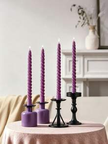 Cirelle Twisted Spiral Taper Candles Set Of 4, Aesthetic Colorful Spiral Dinner Pole Candles, Unscented Swirl Spiral Taper Candle Decor For Dining Table Centerpiece, Wedding, Candlelight Dinner, Party - multicolor - View 8