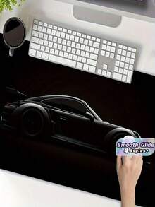 1pc Matte Black Racing Car Theme Gaming Mouse Pad - Non-Slip Rubber Base And Smooth Surface, Rectangular Computer Keyboard And Mouse Mat, Suitable For PC, Laptop, Office And Home Use - Racing Style, Designed For Gamers And Professionals. - multicolor - View 1
