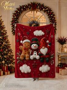 Muroi Mono 1 buah Selimut Bermotif Natal, Terbuat dari Bahan Flanel, Lembut dan Nyaman. Cocok untuk Tempat Tidur, Ruang Tamu, dan Sofa. Cocok untuk Semua Musim dan merupakan pilihan yang sangat baik untuk dekorasi sehari-hari, dekorasi rumah, dan hadiah Natal. - Natal - View 5