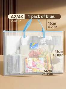 Extra Large Portable Tutoring Bag, Simple High-Appearance Clear Mesh File Pouch, Large Capacity Art Tool Bag Compatible With A2, A3; For Holiday Tutoring, Textbook Storage, Art Training, Painting Tools Storage - multicolor - View 7