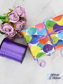 1 Roll, 250 Yards Of Purple Curly Ribbon, Suitable For Gift Wrapping, Balloon Rope, Weddings, Birthdays, Etc. - Shiny Metallic Ribbon, Suitable For Bouquet And Flower Wrapping Paper, Suitable For Valentine's Day, Weddings, Birthdays, Etc. - dark purple - View 2