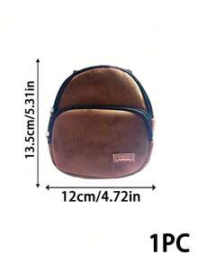 PETSIN 1PC Korean Style Plush Pet Self Backpack Harness Bag, Soft Fluffy Short Velvet Material With Solid Color Minimalist Mini Backpack Shape & Double Zipper Storage Pockets, Adjustable Strap Design For Carrying Pet Snacks Poop Bags Small Supplies - Multicolor - View 12