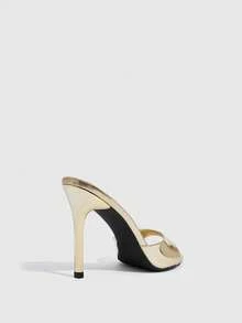 CUCCOO SZL Gold Glossy Patent Leather Pointed Heel Sandals, Commuter Workplace Model - Gold - View 8