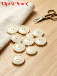 Vintage Imitation Wooden Concave Four-Hole Buttons Multicolor Resin Sewing Fasteners Bulk Supply For Overcoat, Windbreaker, Suit, Handmade Garment Sewing Supplies - White - View 11