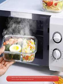 Haus Hana Madebyblanc 1pc Microwave Can Heat Glass Lunch Boxes For Office Workers, Lunch Boxes For Refrigerators, And Large Capacity Fresh-Keeping Bowls With Rice And Meal Boxes,Kitchen,Christmas Gift - transparent color - View 7