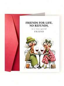 1 Piece Funny Best Friend Birthday Card With Envelope Friends For Life No Refunds Humorous Greeting Card For Friend Birthday Party Office Christmas Gift Exchange Secret Santa Stocking Stuffer Goodie Bag Surprise Present Thank You Note Keepsake - Holiday card - View 9