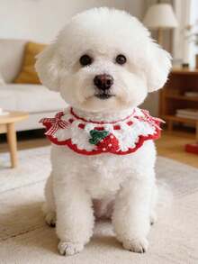 PETSIN 1PC Sweet Strawberry Pet Saliva Towel Soft Knit Neckwear For Puppy Kitten - Multicolor - View 9