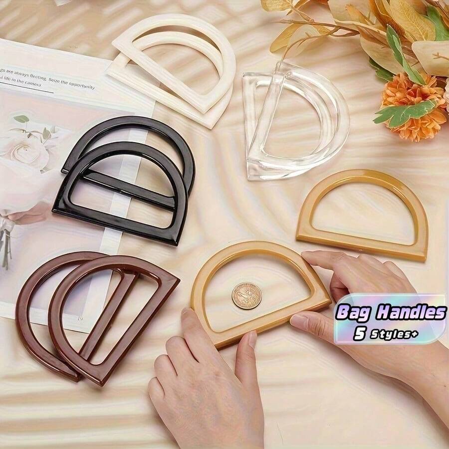 2pcs Bag Handle Replacement Accessories, 5 Colors, 2 Pieces Per Color, Multi-Color Multi-Function, Suitable For Handmade Beach Bags Crochet Handbags, DIY Handbag Making, Bag Handles, Resin Handles