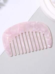 1PC Acetic Acid Plate Wide-Tooth Comb, Cute Portable Half-Circular Design, Ideal For Barber Salon, Beauty, Daily Hair Care, Back To School, Travel, And Holiday Essentials. - Pink - View 5