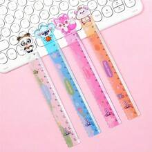 4pcs Cute Cartoon Animal Ruler, 15cm Wavy Line Special Ruler, Elementary School Children Gift Prize Ruler, Highly Attractive Multi-Function Wavy Line 15cm Ruler Student Stationery Small Gift Prize Back To School Season/Back To School Season Essential - Multicolor - View 6