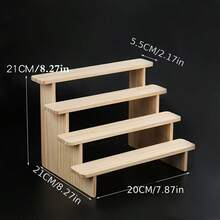 Soporte de escalera de madera maciza para escritorio, organizador de figuras, estante para mini plantas suculentas - Color del registro - Ver 4