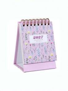 2027 Desk Calendar Spiral Bound Standing Flip Calendar Cute Floral Botanical Design Mini Monthly Planner Aesthetic Desktop Organizer For Home Office Decor - A - View 7