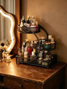 Sturdy Metal Cosmetic Rack Without Installation Required Portable Organizers For Lipsticks Skincare Bathroom Accessory. - B - View 6