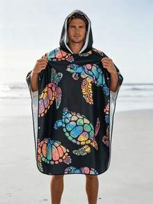 1pc Hooded Surf Changing Robe, Wearable Beach Towel, Quick-Dry Microfiber Wetsuit Changing Towel With Pockets, Suitable For Male And Female Surfers - Multicolor - View 12