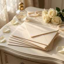 10/20/50pcs Cream White Wood Grain Envelope (16.5*11cm(6.5*4.33in) Envelope Minimalist Artistic Style Triangle Seal Design Delicate Texture Vintage Atmosphere Soft Light Texture Suitable For Wedding Invitations, Business Invitations, - multicolor - View 3