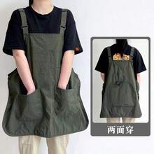 可正反穿防潑水防污圍裙，可調節肩帶，中性工作制服，適用於廚房、美髮沙龍、美容店、餐飲、露營、手搖飲店與寵物店 - 兩面多色 - 查看 6