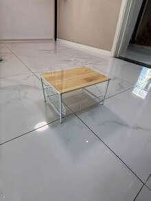 Organizer Meja Dapur dengan Laci Logam, Rak Penyimpanan Tarik Keluar dari Kayu Solid untuk Mesin Kopi, Peralatan Dapur, dan Microwave - MultiWarna - View 9