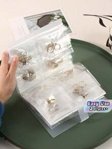 Anti Tarnish Jewelry Storage Bags Transparent Dustproof Oxidation Resistant Portable Soft Pouch For Earrings Studs Necklaces Rings Bracelets Lightweight Organizer For Home Travel Outdoor Jewelry Collection Display Holder - solid color - View 1