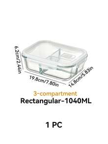 Haus Hana Madebyblanc 1pc Microwave Can Heat Glass Lunch Boxes For Office Workers, Lunch Boxes For Refrigerators, And Large Capacity Fresh-Keeping Bowls With Rice And Meal Boxes,Kitchen,Christmas Gift - transparent color - View 19