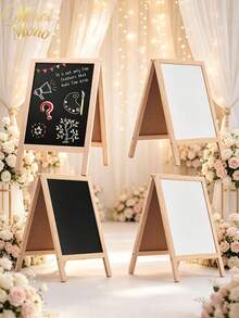 Set Of 1 Blackboard Easel, 19*30 Cm / 25*40 Cm, Double-Sided Blackboard Sign With Eraser, Wooden Tabletop Menu Board, Suitable For Tabletops, Weddings, Restaurants And Home Decor (Black And White) - 1PC - View 10