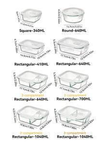 Haus Hana Madebyblanc 1pc Microwave Can Heat Glass Lunch Boxes For Office Workers, Lunch Boxes For Refrigerators, And Large Capacity Fresh-Keeping Bowls With Rice And Meal Boxes,Kitchen,Christmas Gift - transparent color - View 11